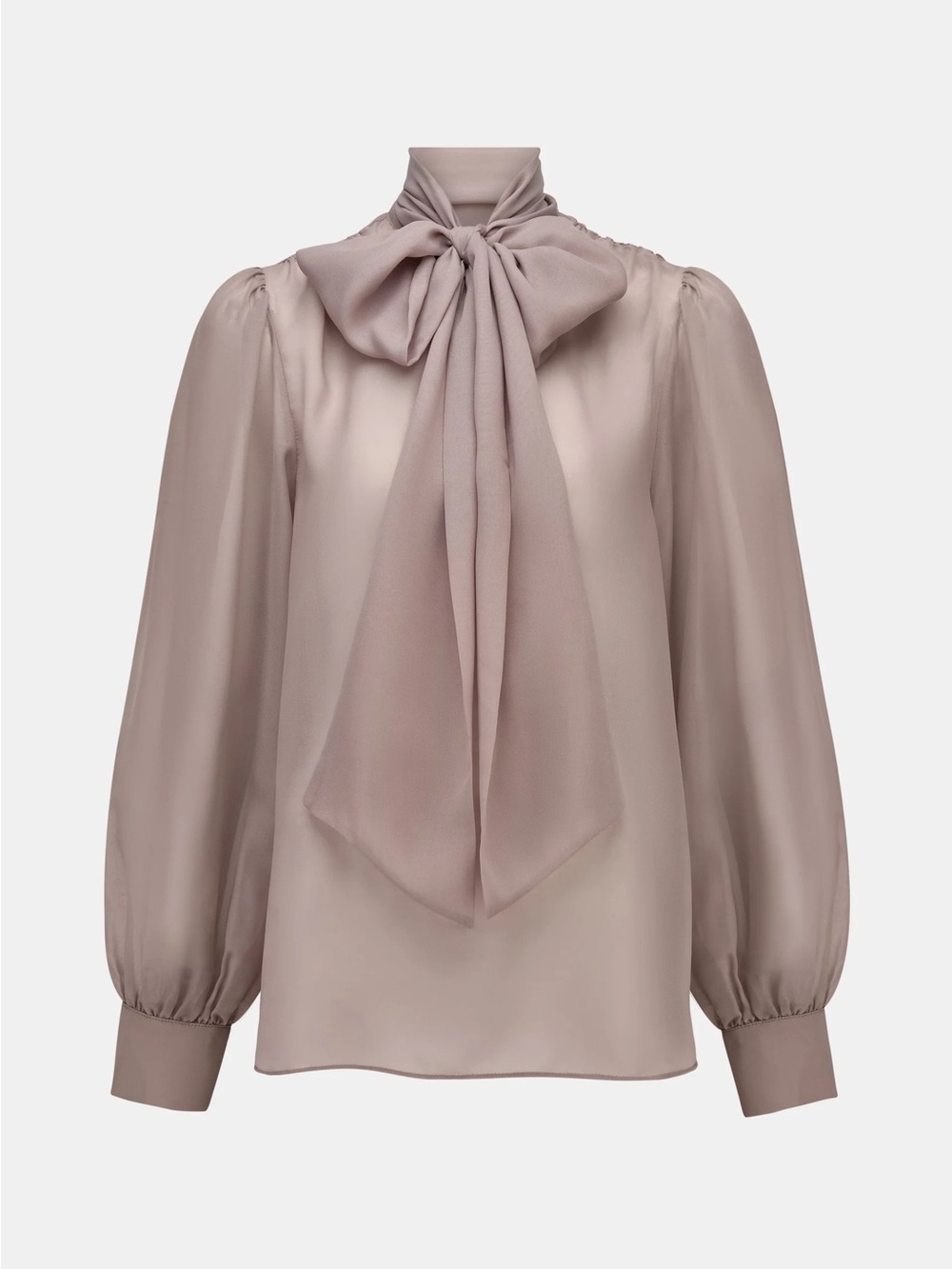 Tie-Neck Balloon Sleeve Blouse